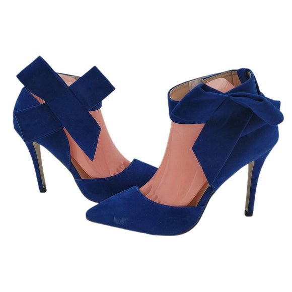 Jojo Cat Shoes Jojo Cat Blue Pointy Toe High Heel Stiletto Big Bow